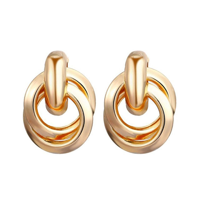 Geometric Metal Drop Earrings